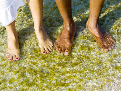 Feet in Sea Water, Menorca, Balearic Islands, Spain, Europe