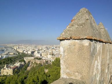 View of Malaga from Alcazaba, Malaga, Andalucia, Spain, Europe